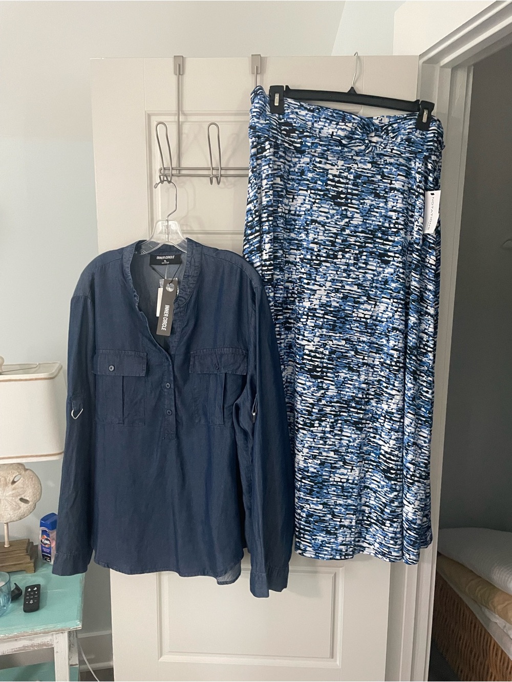 Notations 1x maxi skirt with inner circle xl denim shirt all new